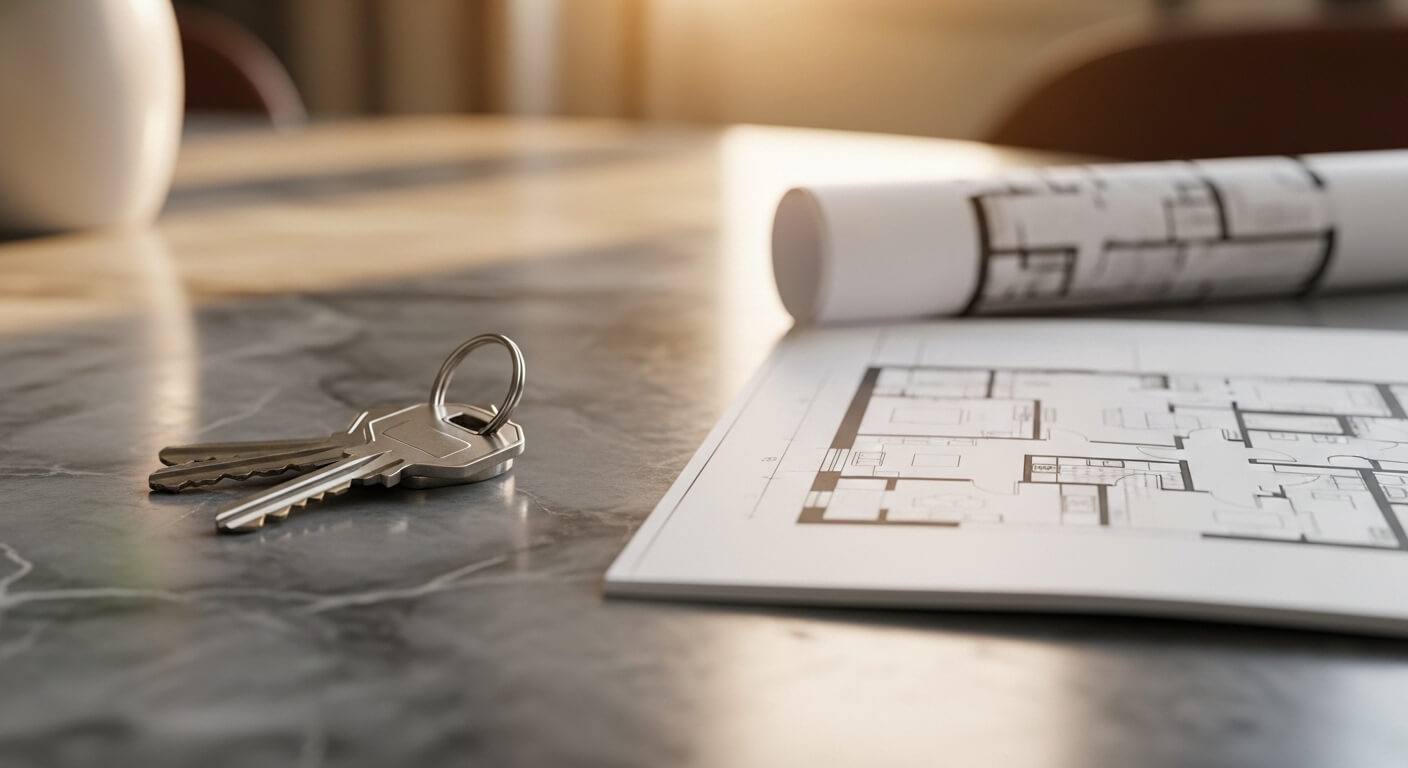 Modern Nederlands rijtjeshuis met een keurig onderhouden voortuin en rode voordeur