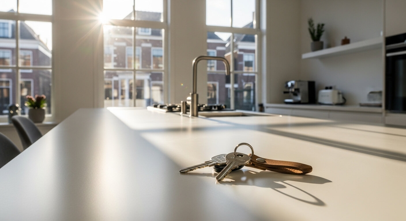 Huissleutels op aanrecht