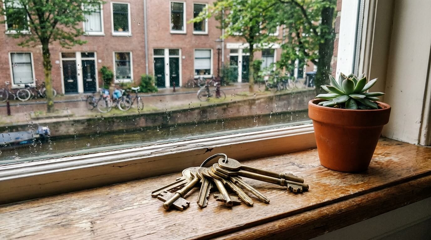 Nederlands huis met Te Koop bord