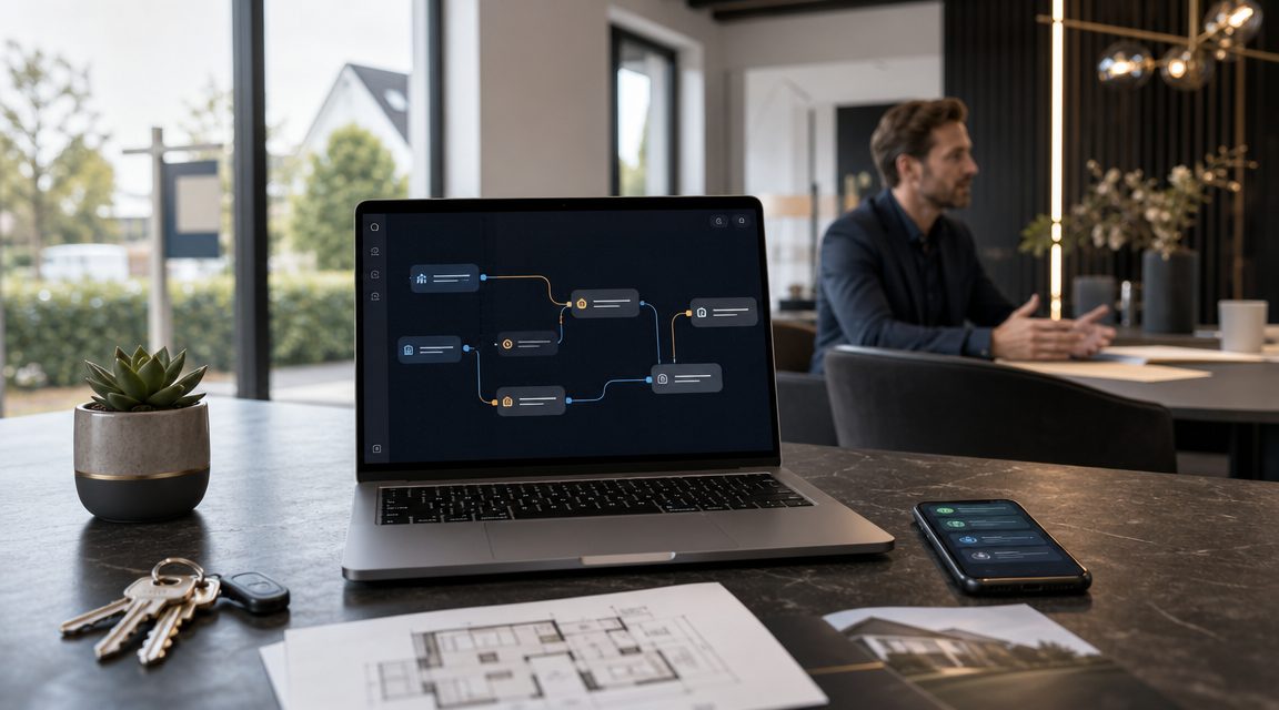 Workflow-builder canvas voor makelaars