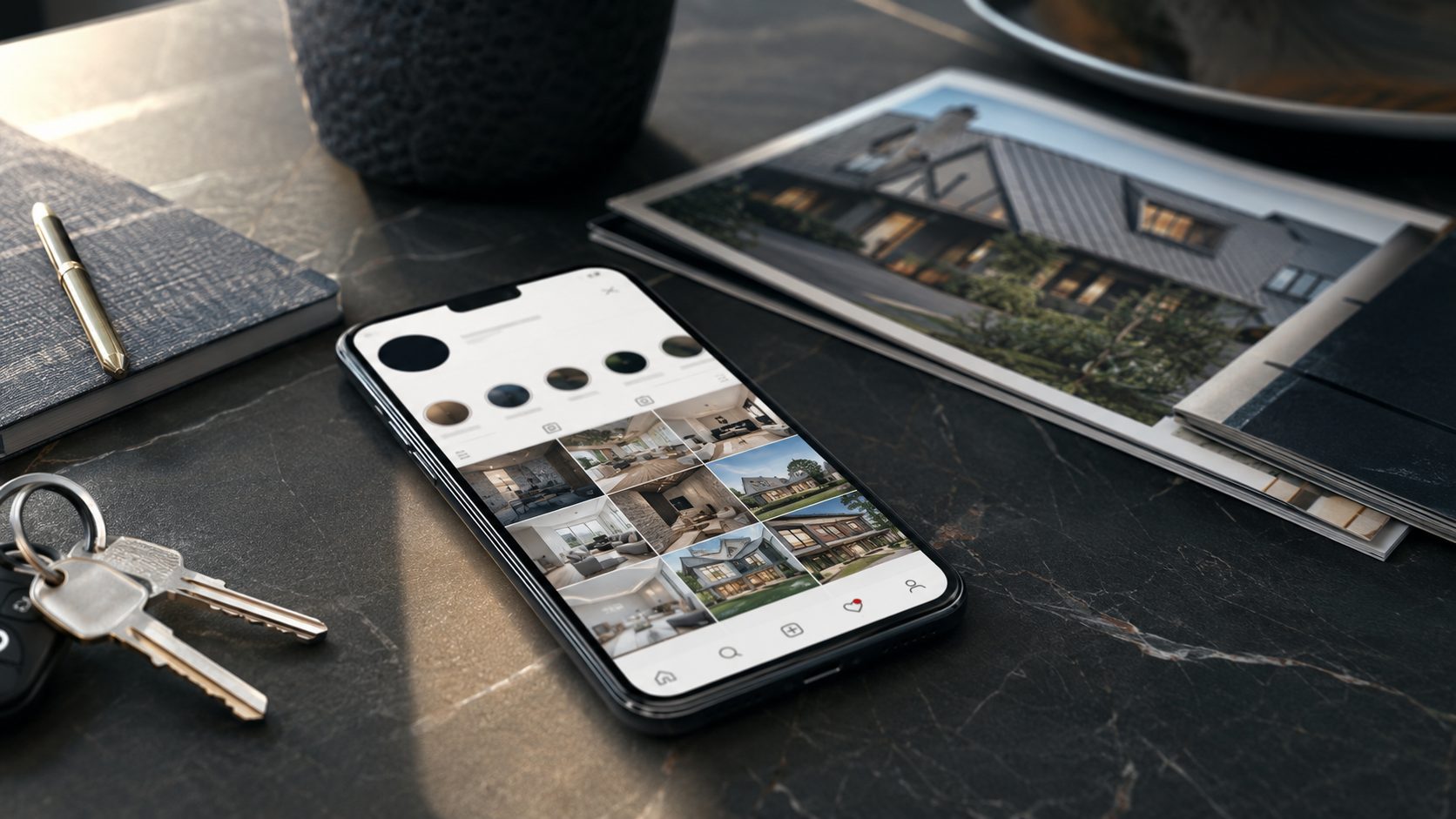 Instagram feed voor makelaar op smartphone